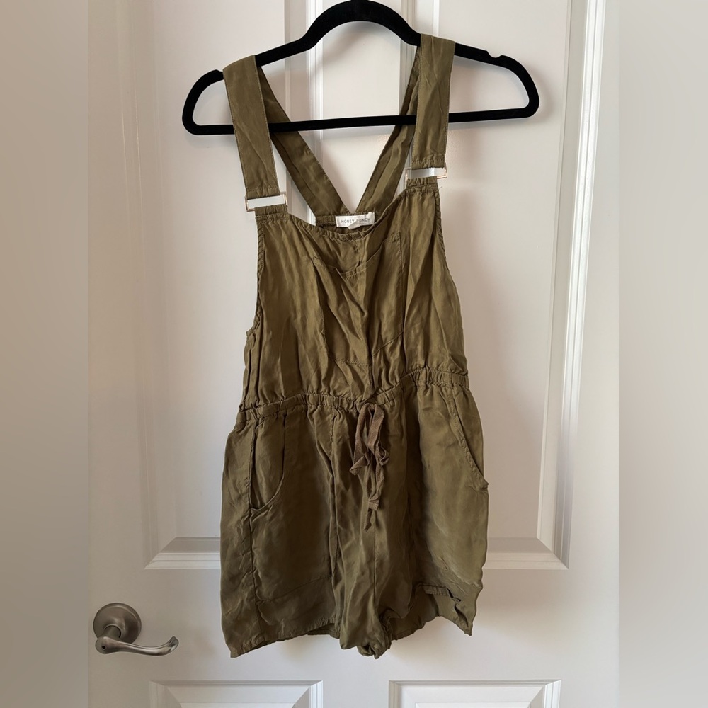 Honey Punch Olive Green Sleeveless Jumpsuit